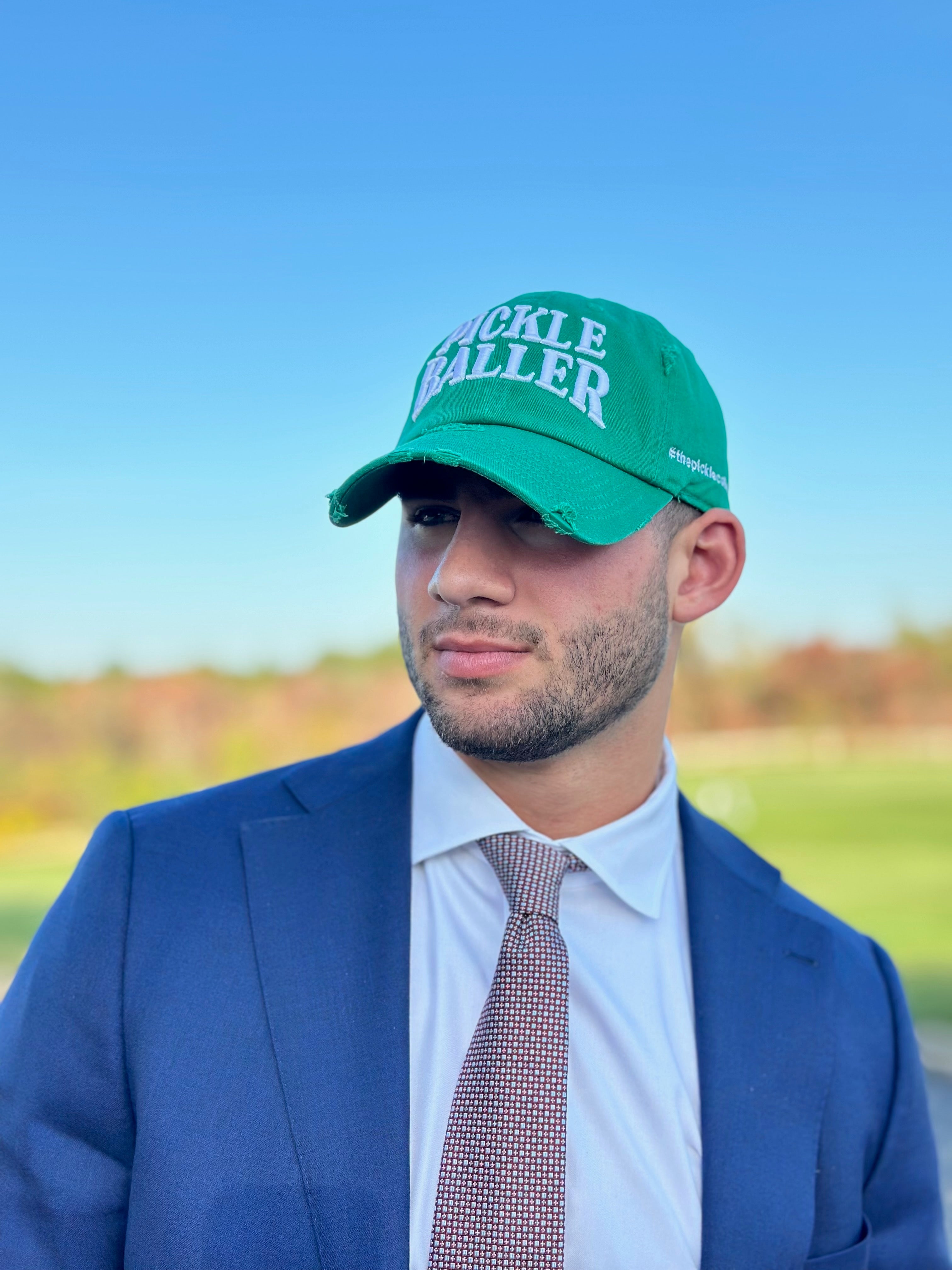 Distressed Pickle Baller Pickleball Baseball Cap
