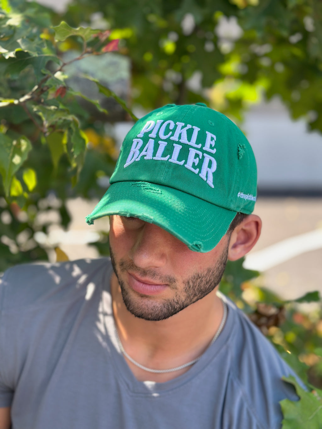Distressed Pickle Baller Pickleball Baseball Cap