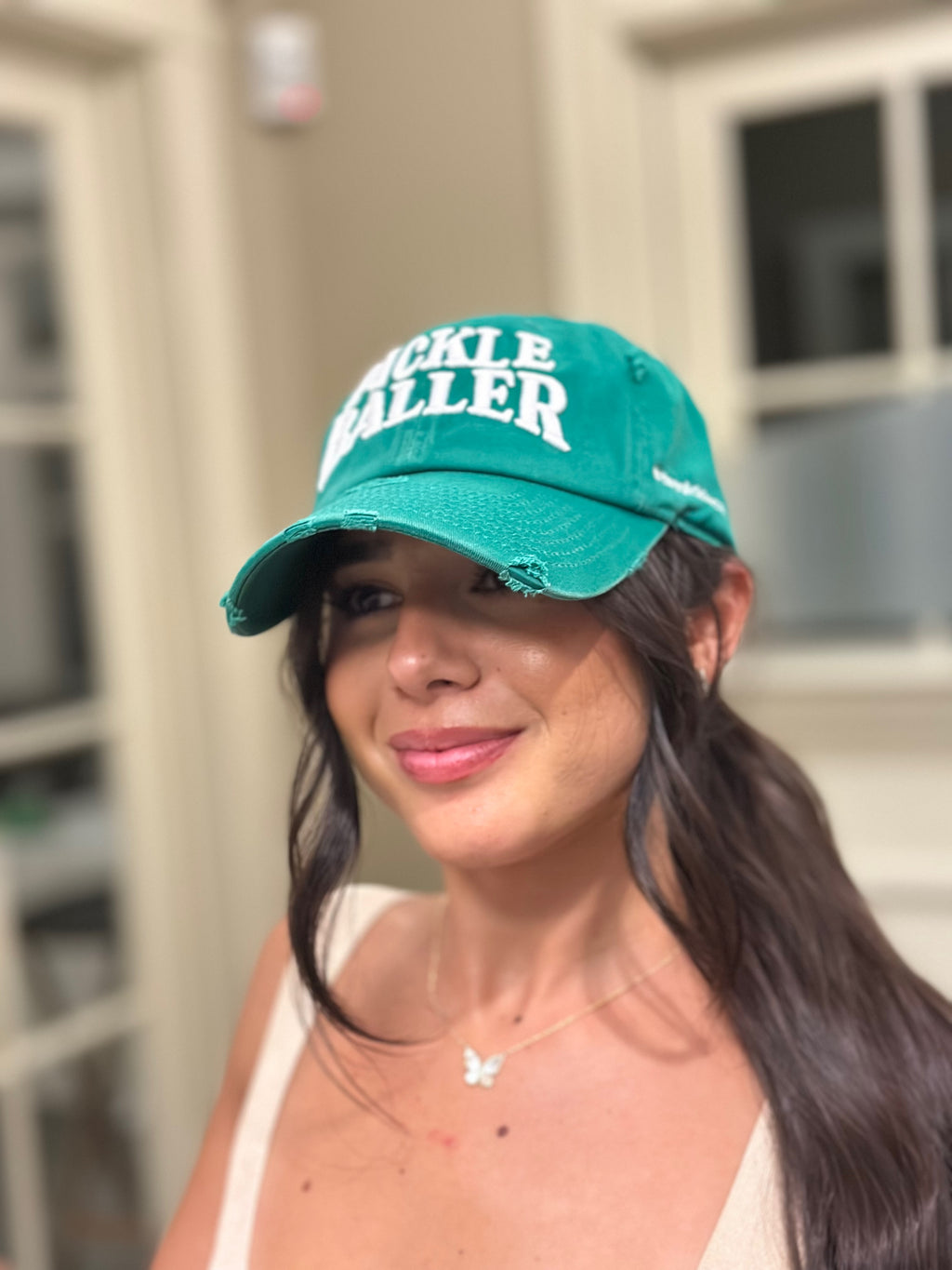 Distressed Pickle Baller Pickleball Baseball Cap