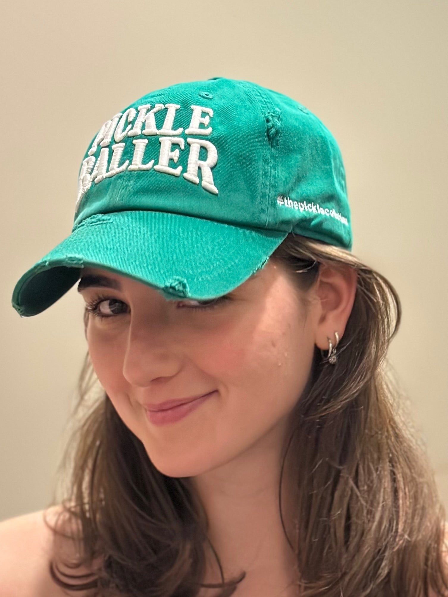 Distressed Pickle Baller Pickleball Baseball Cap
