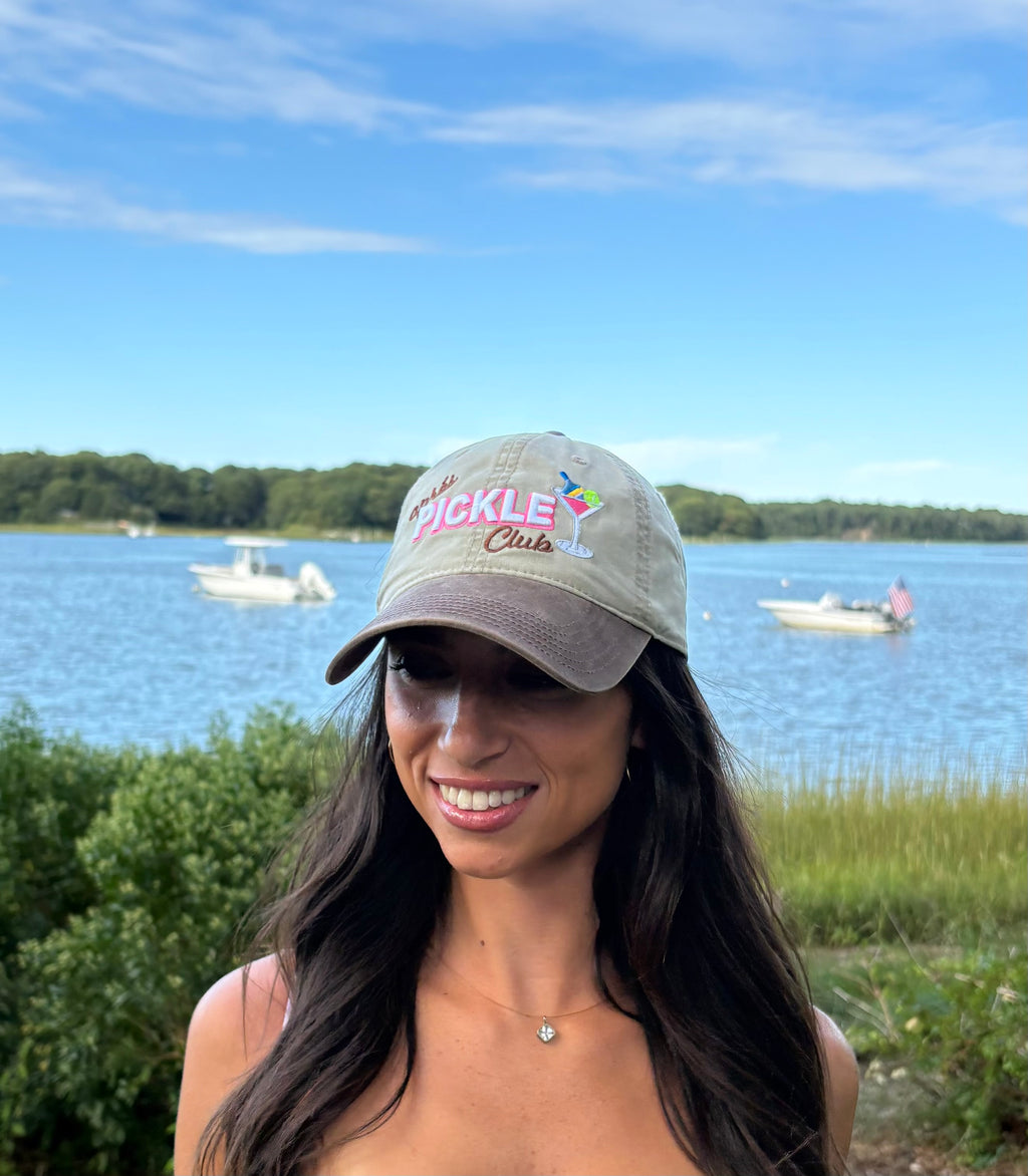 Apres Pickleball Club with Martini Glass Classic Tan & Brown Hat