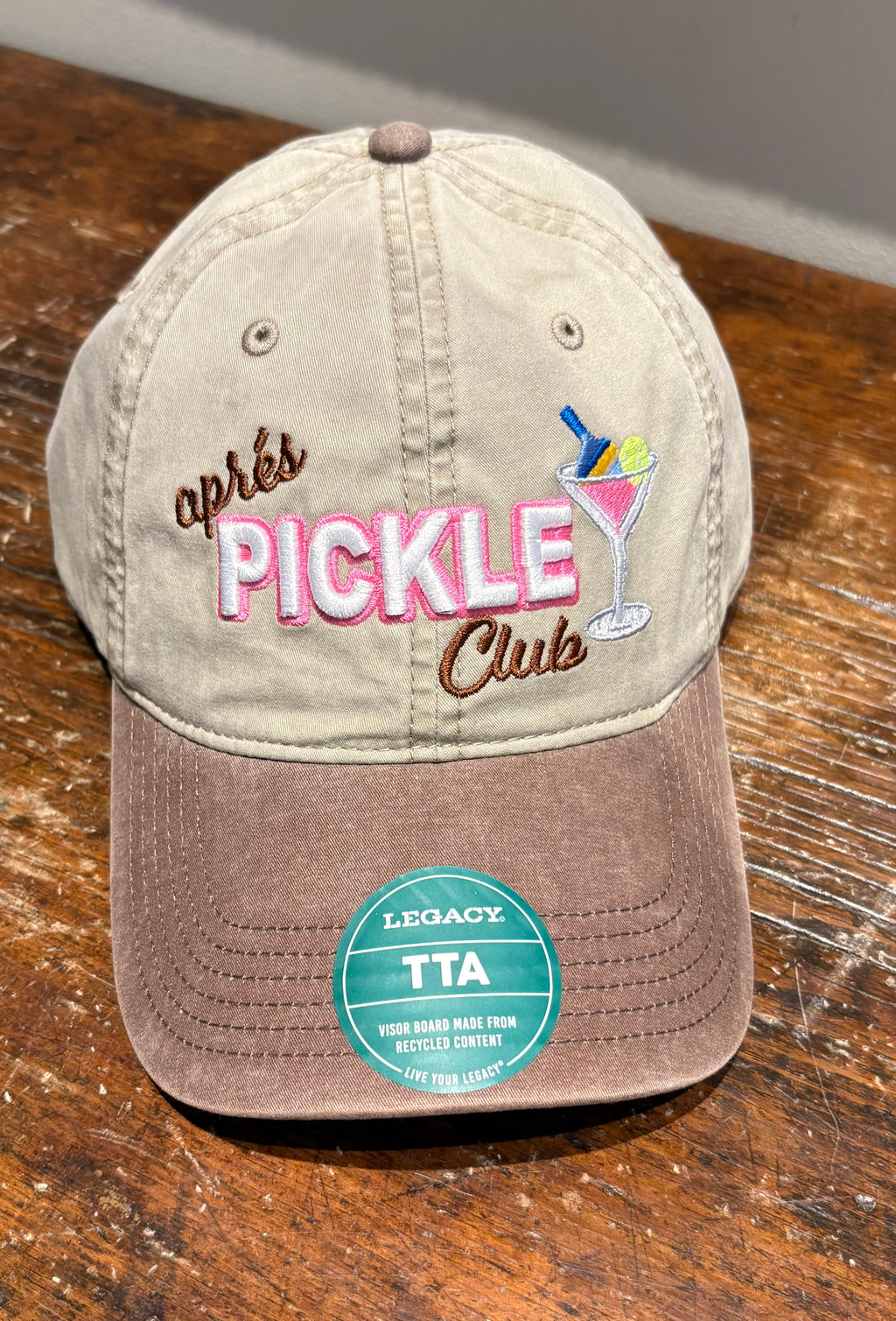 Apres Pickleball Club with Martini Glass Classic Tan & Brown Hat